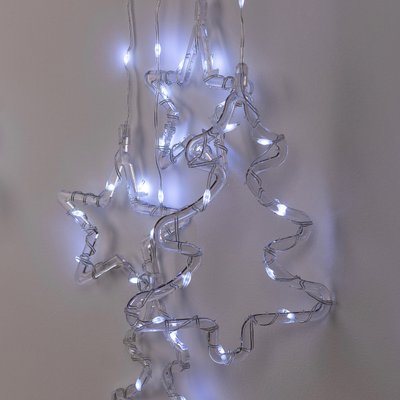 Гирлянда штора 3х0,9 м звезда и елка на 120 LED лампочек светодиодная 8 режимов Белый 1961137320 фото