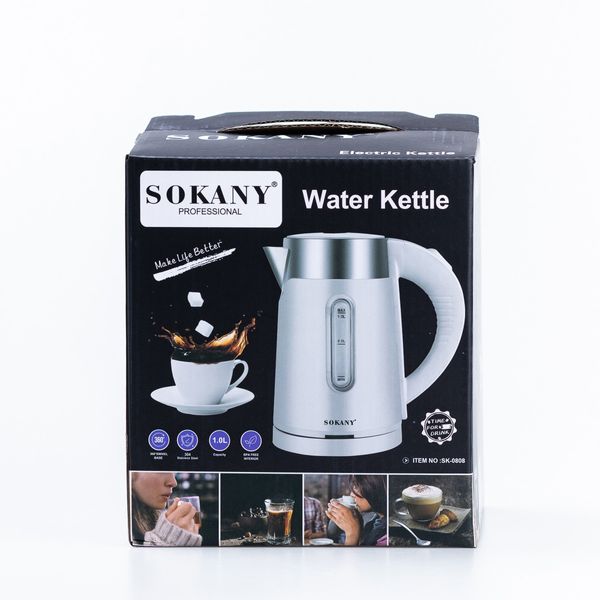 Электрочайник на 1 л Sokany Water Kettle с автоматическим отключением 1200 Вт чайник нержавейка 2082917727 фото