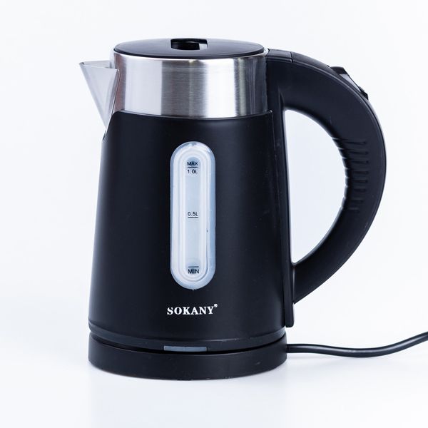 Электрочайник на 1 л Sokany Water Kettle с автоматическим отключением 1200 Вт чайник нержавейка 2082917727 фото