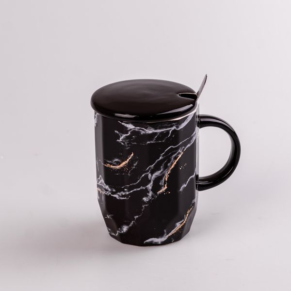 Чашка керамическая 420 мл Мрамор Черный 2030121019 фото