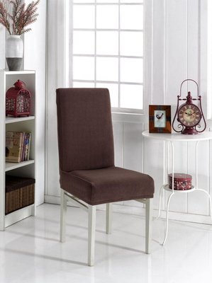 Чохол натяжний на стілець квадрити коричневий Туреччина 5407 фото