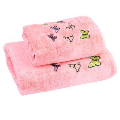 Набір рушників 2 шт Метелики 35x75 + 70x140 см Рожеві LoveYouHome 2656 фото