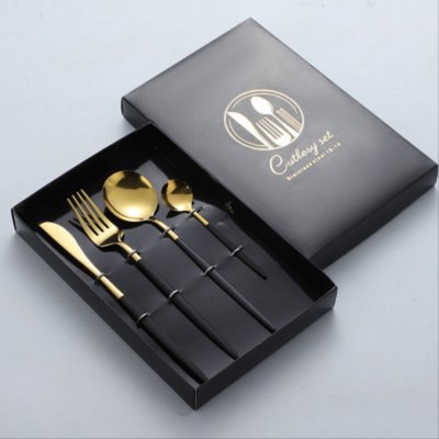 Набір столових приборів Cutlery set із нержавіючої сталі на 1 персону 4 штуки Чорний 2047840195 фото