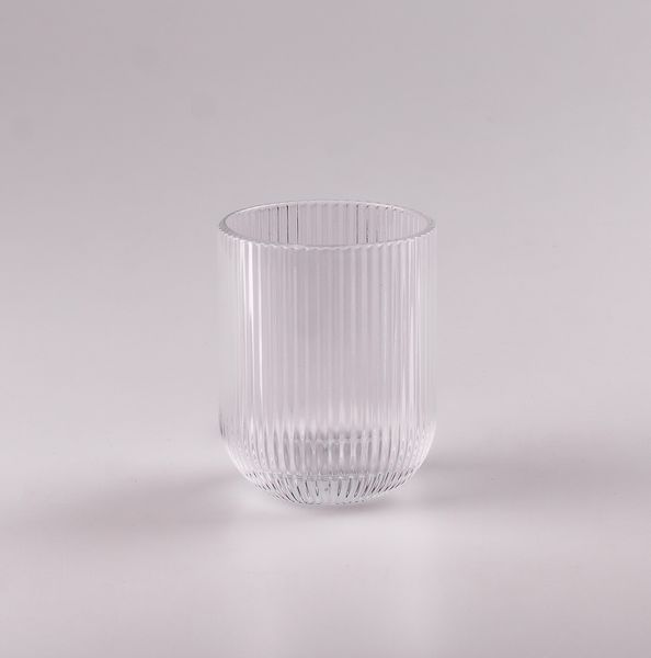 Склянка для напоїв фігурна прозора ребриста з товстого скла набір 6 шт 2025498250 фото