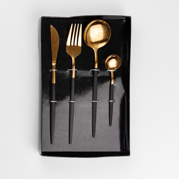 Набор столовых приборов Cutlery set из нержавеющей стали на 1 персону 4 штуки Черный 2047840195 фото