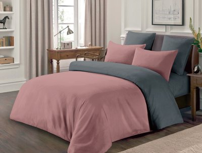 Комплект постельного белья Полисатин розово-серый 41/73 Евро 1067402 фото