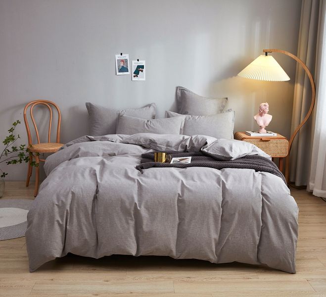 Комплект постельного белья Вареный хлопок серый Евро 1067351 фото