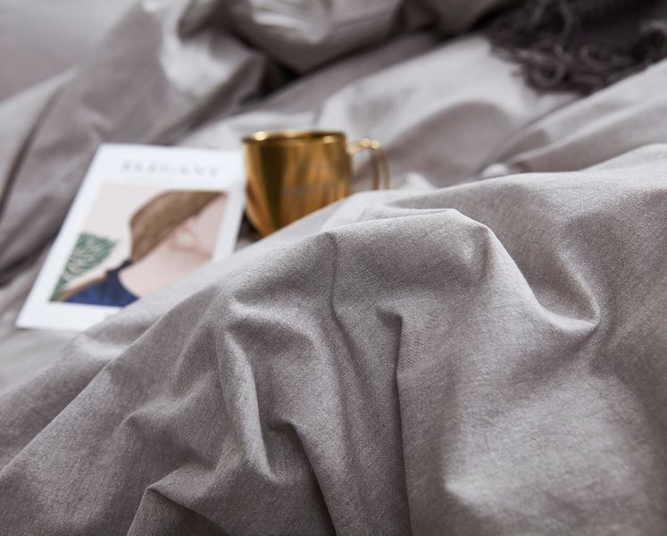 Комплект постельного белья Вареный хлопок серый Евро 1067351 фото