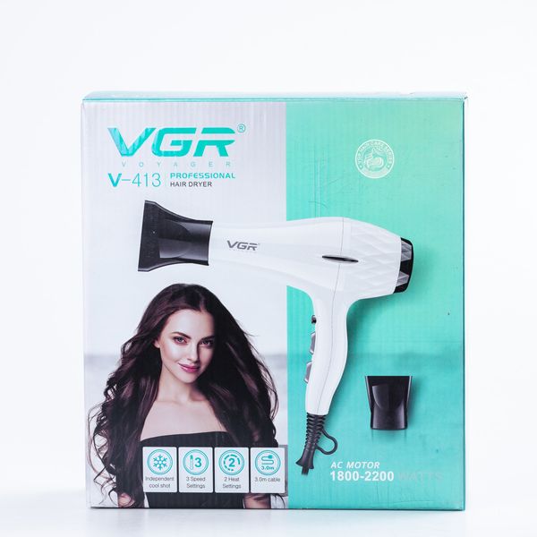 Фен для волосся професійний з концентратором 2200 Вт іонізація та 2 режими роботи VGR V-413 2074233672 фото