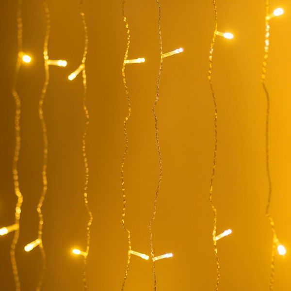 Гирлянда штора 1,5х1,5 м 160 LED светодиодная медный провод 8 нитей Желтый 1961193879 фото