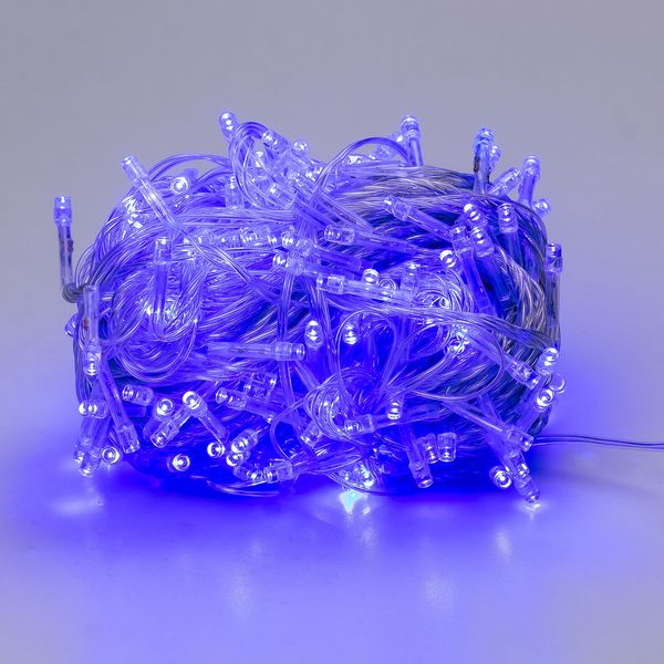 Гирлянда нить 22м на 500 LED лампочек светодиодная прозрачный провод 8 режимов работы Синий 1960029271 фото