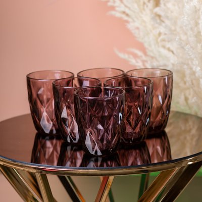 Граненый стакан набор 6 штук, 🥃 стакан 250 мл стекло Розовый 2025938272 фото