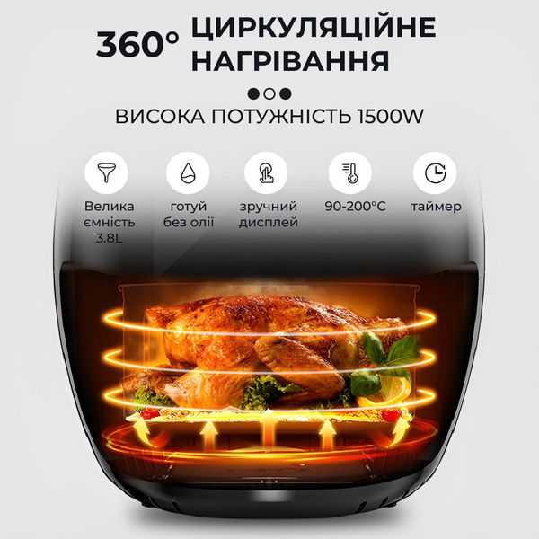 Аерофритюрниця SOKANY SK-8011 Healthy Airfryer 1500W 3.8l аерогриль мільтипіч 2024546682 фото