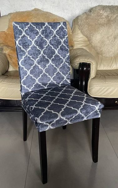 Чехол натяжной на стульчик абстракция узор чорный Турция 6594 фото