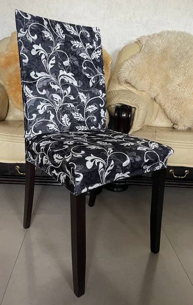 Чехол натяжной на стульчик абстракция узор чорный Турция 6594 фото