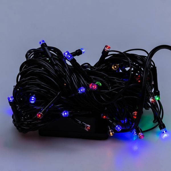 Гирлянда нить 6м на 50 LED лампочек светодиодная черный провод 8 режимов работы 1960034360 фото