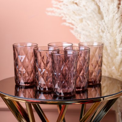 Стакан для напитков - набор 6 штук 🥤 гранëный стакан 300 мл Розовый 2025939416 фото