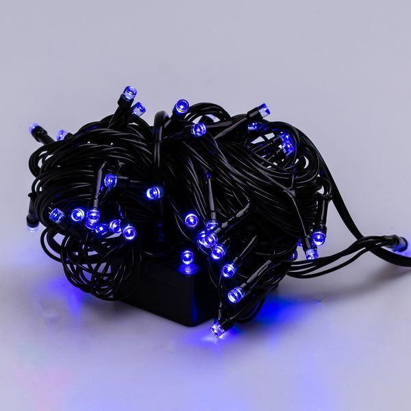 Гірлянда нитка 6м на 100 LED лампочок світлодіодна чорний провід 8 режимів роботи Синій 1960039981 фото
