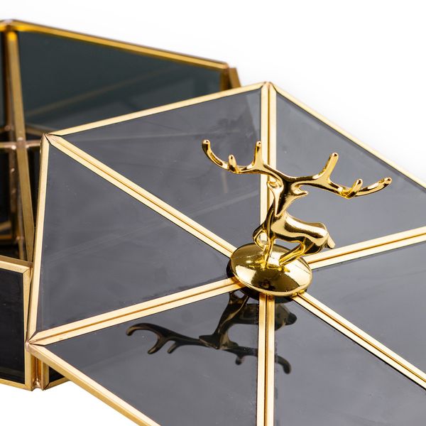 Шкатулка для украшений Золотой олень стекло с металлическим каркасом 20х17,5 см 2042716304 фото