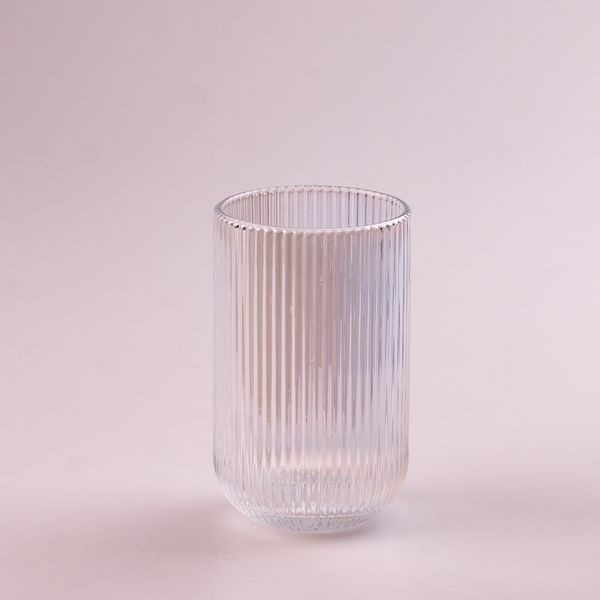 Склянка для напоїв висока фігурна прозора ребриста з товстого скла набір 6 шт Rainbow 2026398306 фото