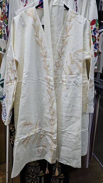 Сукня плаття вишиванка з вишитими колосками на запах Молоко L A-006003 фото