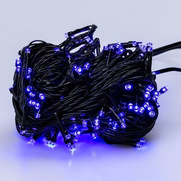 Гірлянда нитка 16м на 400 LED лампочок світлодіодна чорний провід 8 режимів роботи Синій 1960076587 фото