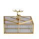 Шкатулка для украшений Золотой олень квадратная стекло с металлическим каркасом 22х22 см 2042721982 фото 1