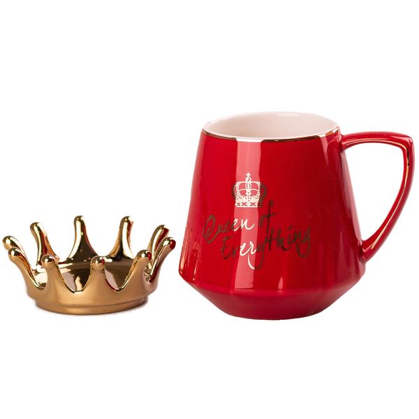 Чашка керамічна 400 мл Queen of Everything з кришкою та ложкою Червоний 2028610364 фото