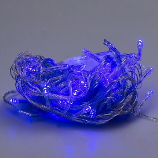 Гірлянда нитка 6м на 100 LED лампочок світлодіодна прозорий провід 8 режимів Синій 1958468848 фото