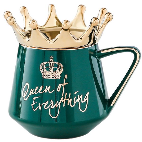 Чашка керамічна 400 мл Queen of Everything з кришкою та ложкою Зелений 2028610365 фото