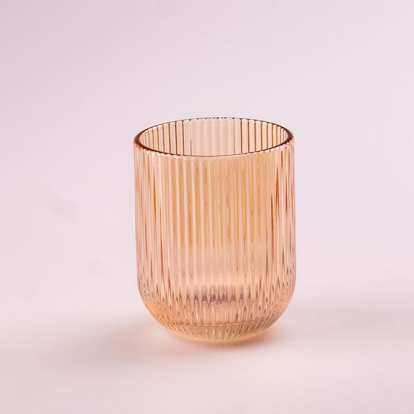 Склянка для напоїв фігурна прозора ребриста з товстого скла набір 6 шт Бурштиновий 2026402941 фото