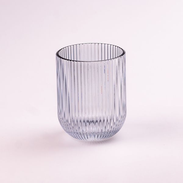 Склянка для напоїв фігурна прозора ребриста з товстого скла набір 6 шт Блакитний 2026402942 фото