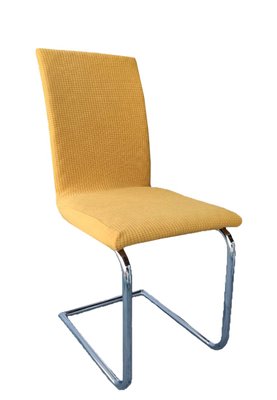 Чохол натяжний на стілець квадрити жовтий Туреччина 13906 фото