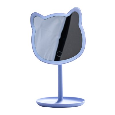 Зеркало настольное в форме котика с led подсветкой для макияжа Синий 2089141139 фото