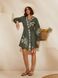 Плаття вишиванка зеленая с вышитыми колосками на запах Хаки S A-006007 фото 2