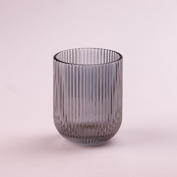 Склянка для напоїв фігурна прозора ребриста з товстого скла набір 6 шт Сірий 2026402943 фото