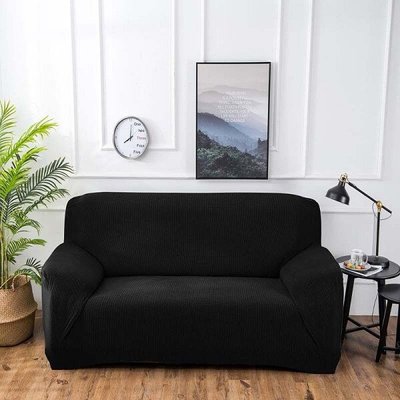 Чохол для двомісного дивану чорний Slavich Стрейч Жаккард 80291 фото