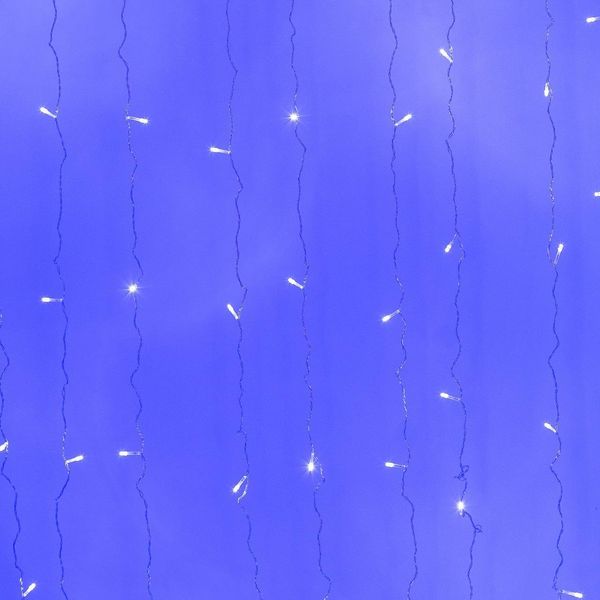 Гирлянда штора 1,5х1,5 м 160 LED светодиодная медный провод 8 нитей Синий 1961193877 фото