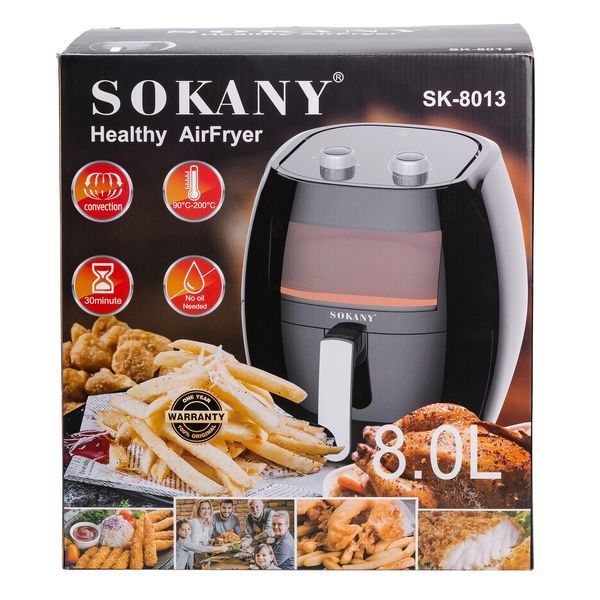 Аэрофритюрница Sokany SK-8013 на 8 литров 1800 Вт черная 2144225833 фото
