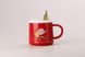 Чашка керамическая 400 мл Merry Christmas с крышкой и ложкой Красный 2027718734 фото 1