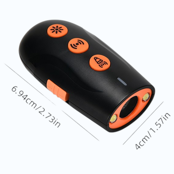 Відлякувач собак ультразвуковий потужний акумуляторний професійний USB з ліхтариком портативний ручний засіб Repeller для відлякування дресирування тренування та захисту від нападу на дітей та дорослих від агресивних собак на радіус до 10м з ремінцем Т-0013 фото