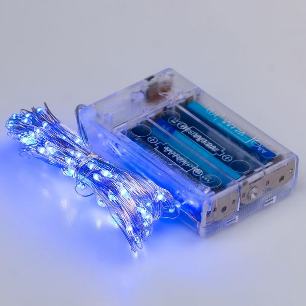 Гирлянда Роса 10 метров на батарейках гибкая на 100 LED светодиодная гирлянда медный провод Синий 1958932912 фото