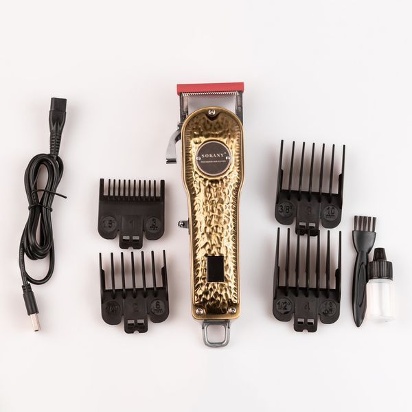 Машинка для стрижки Sokany SK-LF-9976 аккумуляторная с 4 насадками и USB золото 2066267495 фото